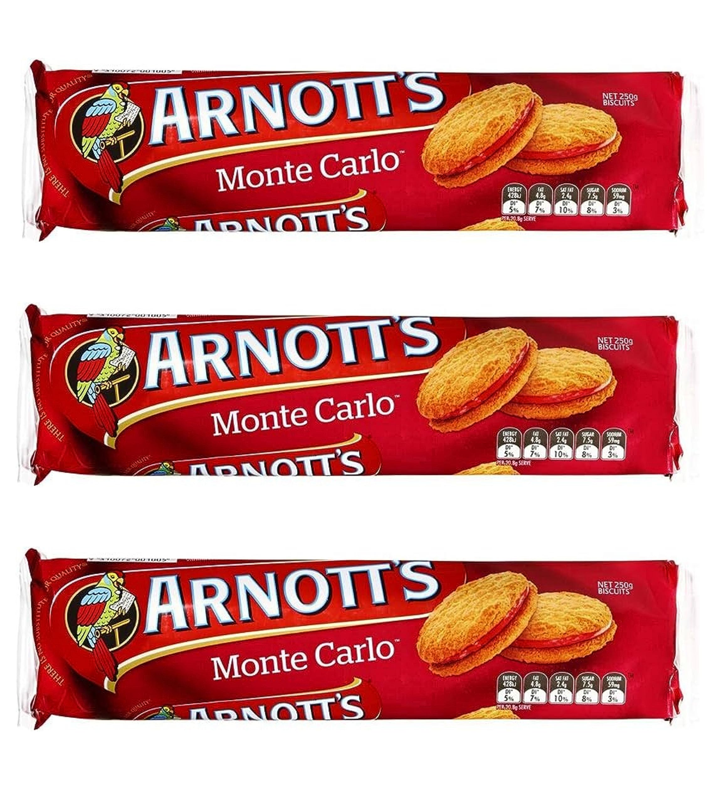 Buy Monte Carlo Jam & Cream Biscuits (3 Pack x 250g) Experience the