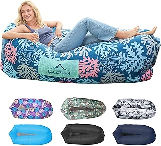 AlphaBeing Inflatable Lounger Air Sofa, Portable Inflatable Couch Mesh Hollow Air Hammock Anti Leakage Air Chair for Outdoor Camping Beach Traveling