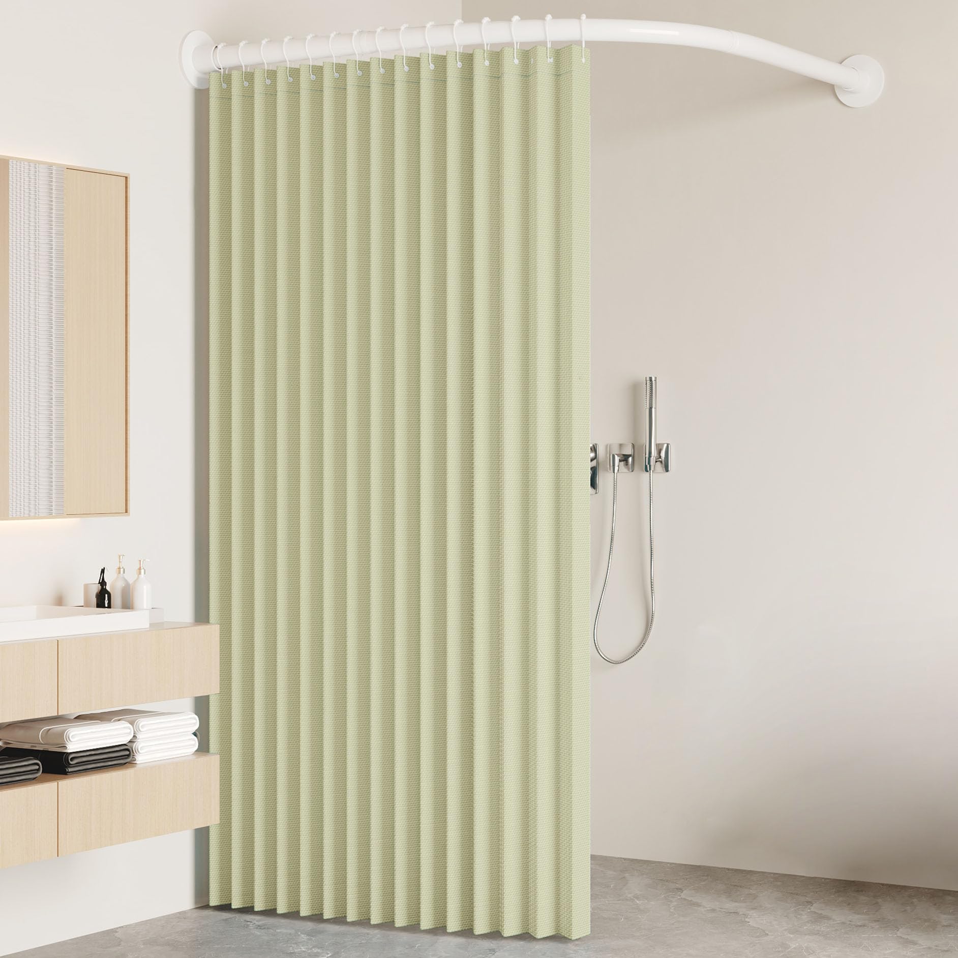 Tringle de rideau de douche incurvée blanche pour le confort des petits appartements