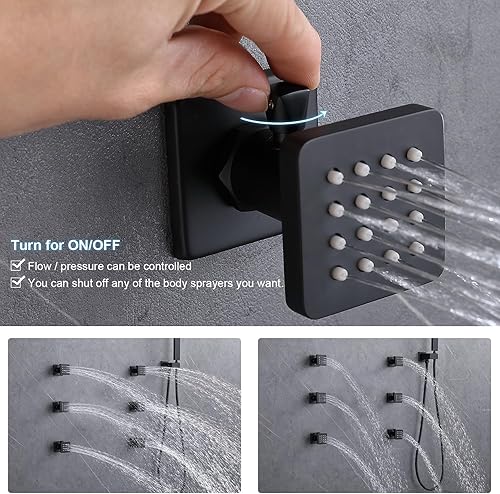 Miniatura 114 de Enga Sistema de ducha termostático doble, grifo de ducha de lluvia doble de montaje en pared de 12 pulgadas + 6 pulgadas, todas las funciones se Oro