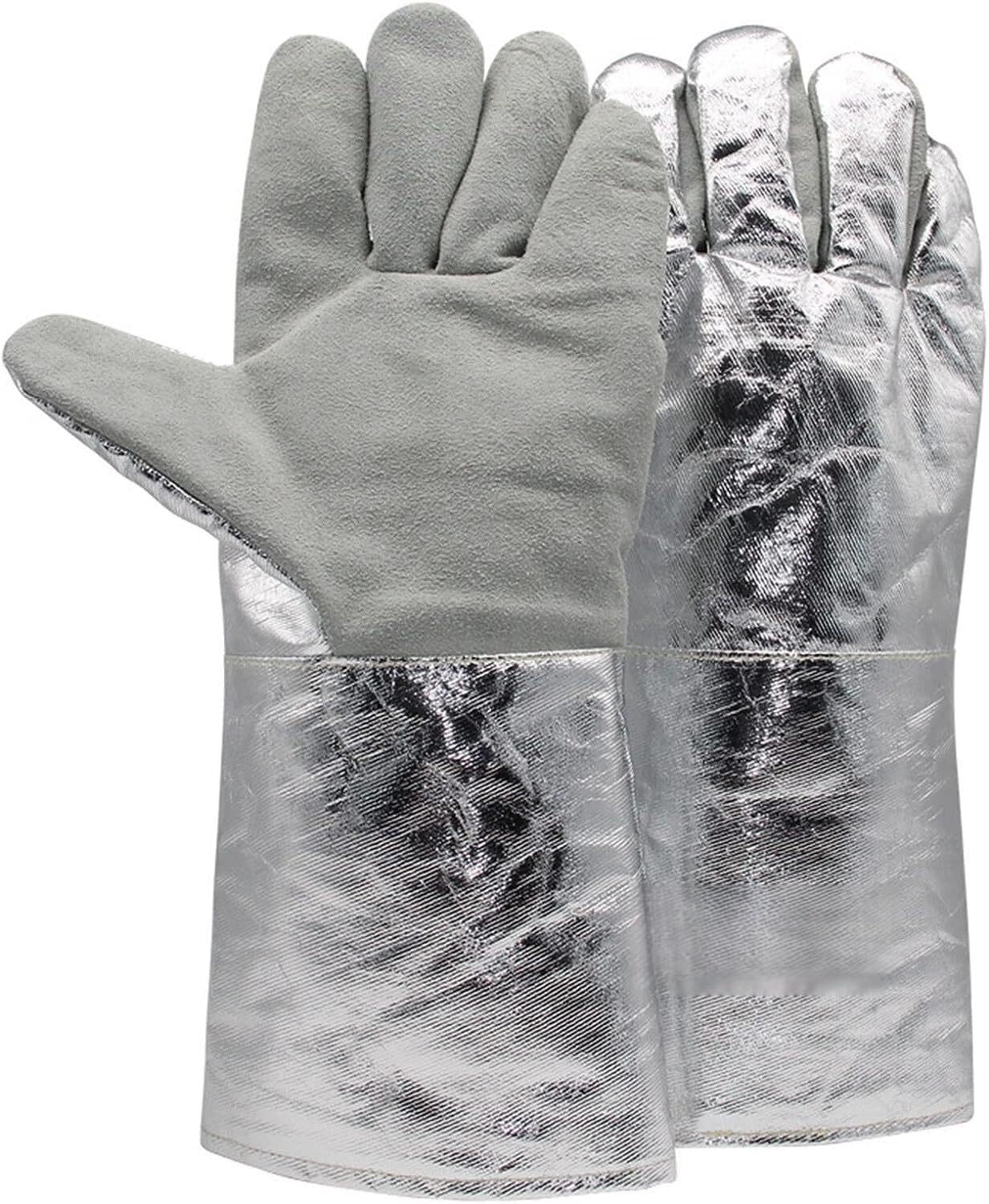 Gartenhandschuhe, schnittfeste Handschuhe, feuerfeste Handschuhe, Verbrühschutzhandschuhe aus Rindsleder, Aluminiumfolie, Isolierhandschuhe, Schweißhandschuhe, Handschuhe for Metallurgie, Herd, Grill