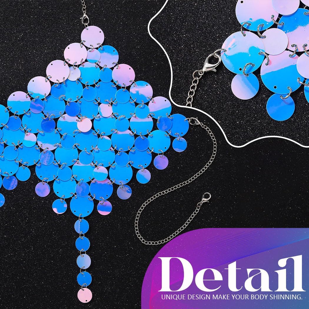 REETAN Sequin Chain Bra Top Body Rave Outfit for Women - Image 5