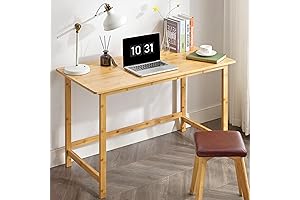 Nnewvante 47 Inch Bamboo Desktop Desk, Modern Simple Home Office Work Desk