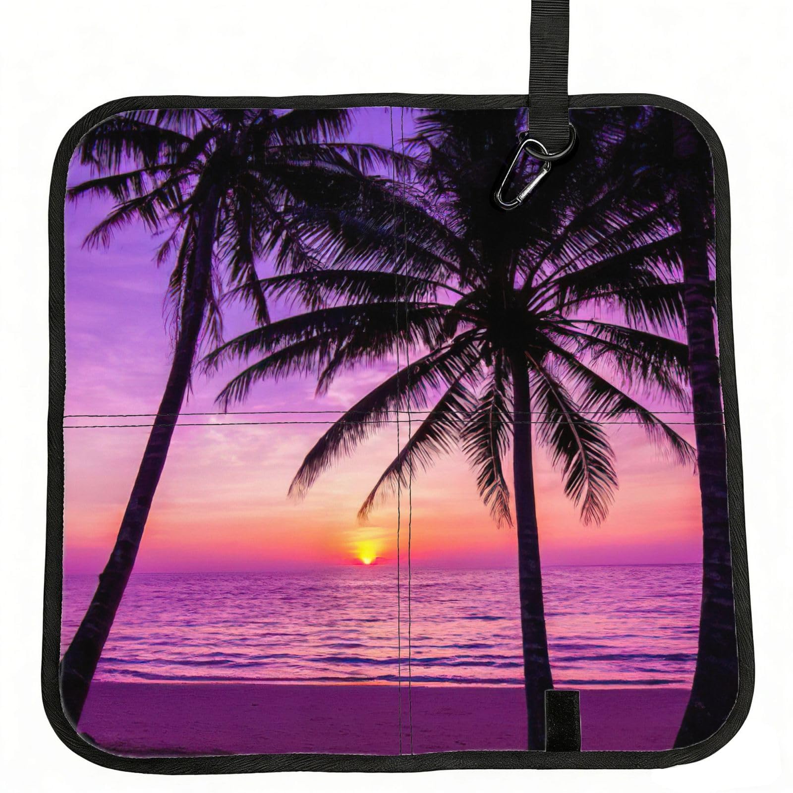 bghdfa Palm Trees At Sunset Print Outdoor Sitting Mat Waterproof Oxford Cloth Seat Cushion Folding Foam Camping Seat For Picnic