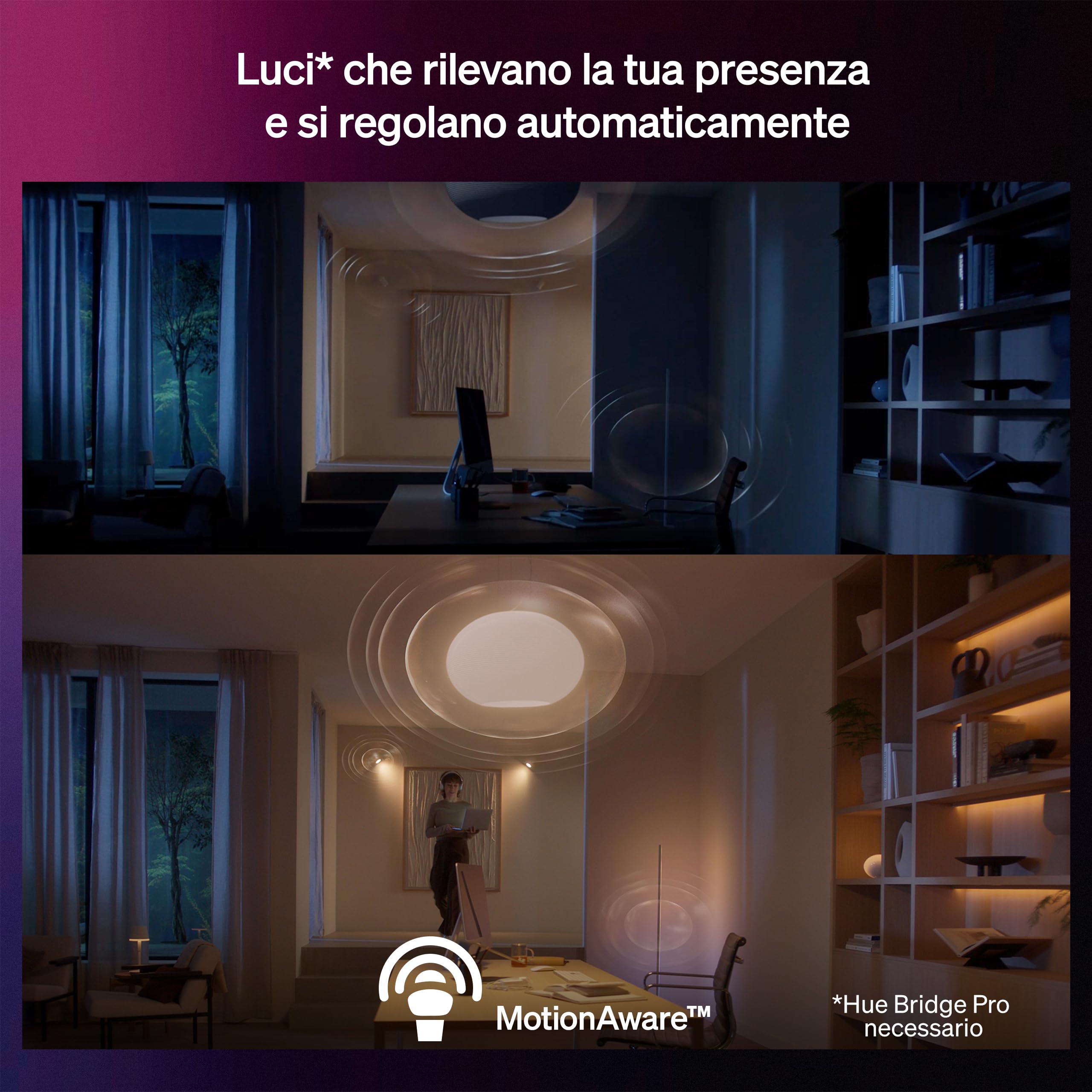 Philips Hue Lucca Applique per Esterni, Luce Smart Tunabel Bianca e a Colori, Luminosità 1.100 lm, Lampadina A60 Inclusa, Regolabile, Resistente a Intemperie IP44, Compatibile con Matter, Zigbee
