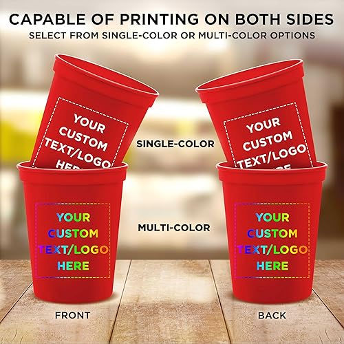 Miniatura 6 de DISCOUNT PROMOS Vasos de plástico personalizados para estadios, 16 onzas, juego de 100, paquete personalizado a granel, perfecto para cumpleaños,