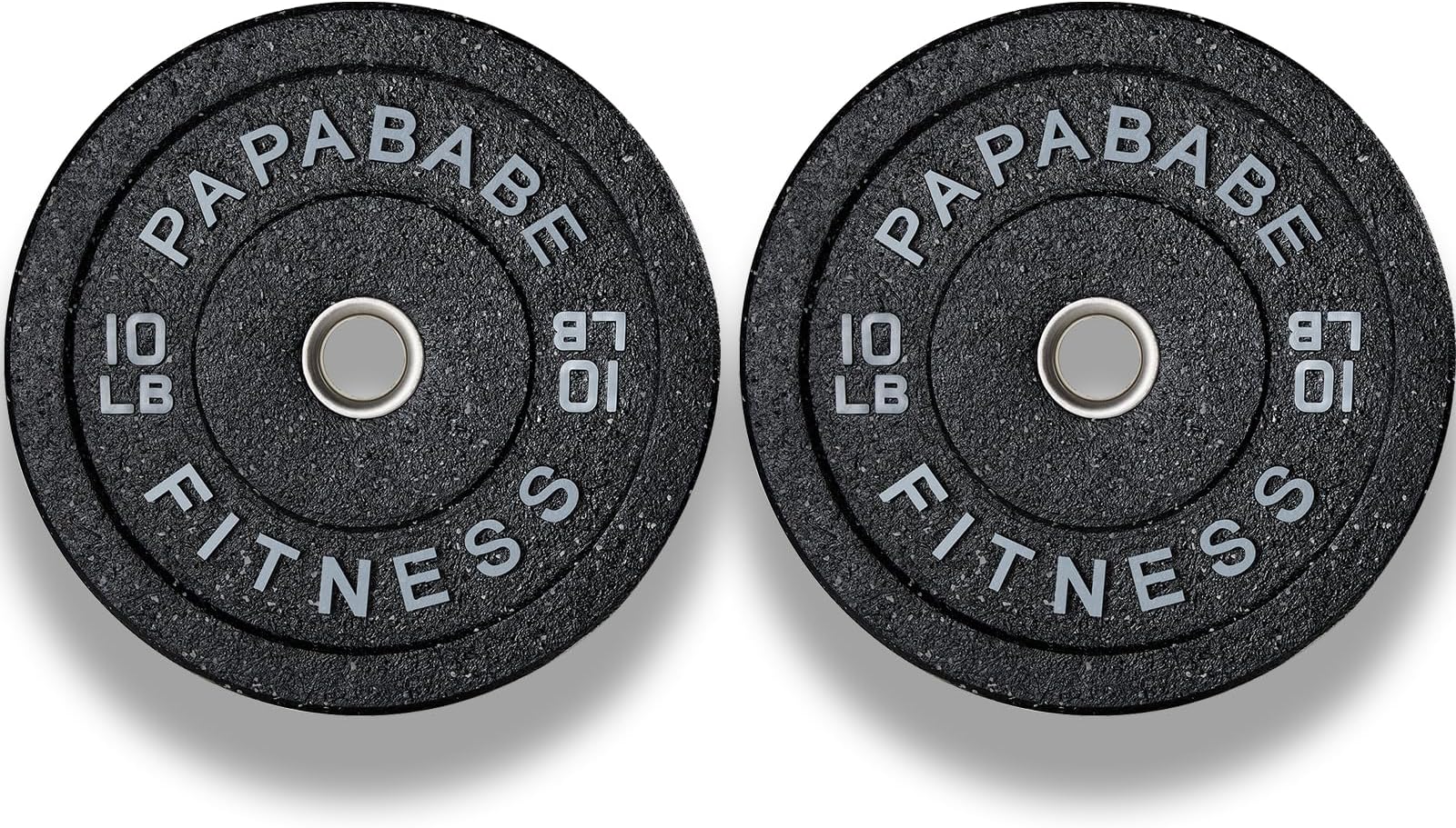 papababe High-Bounce Bumper Plates, Olympic Weight Plates with Colored Fleck-Rubber, Weight Plate for Weightlifting and Strength Training (10 LB, Pair)