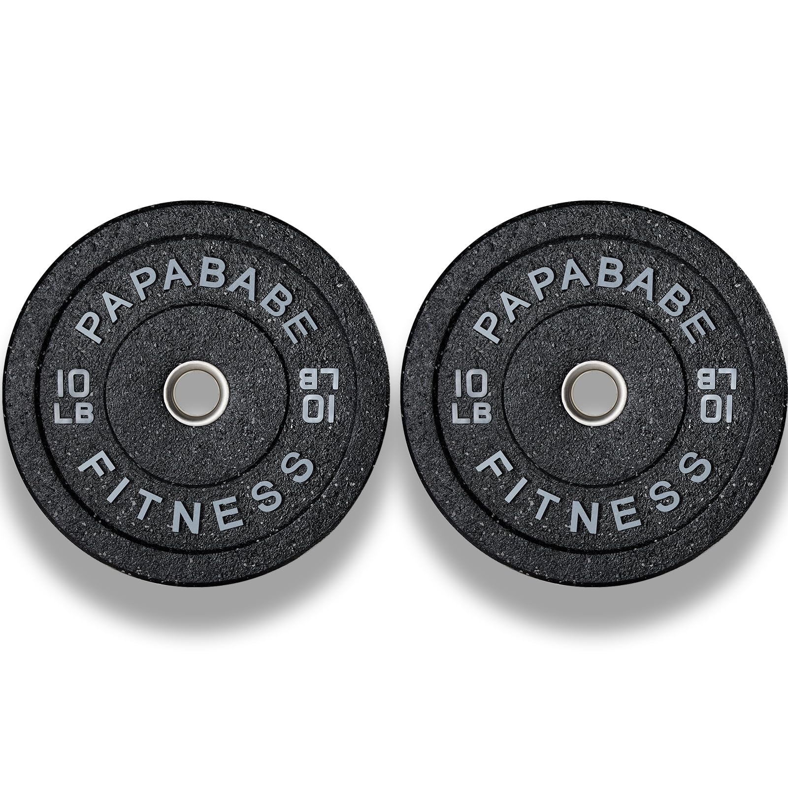 papababe High-Bounce Bumper Plates, Olympic Weight Plates with Colored Fleck-Rubber, Weight Plate for Weightlifting and Strength Training (10 LB, Pair)