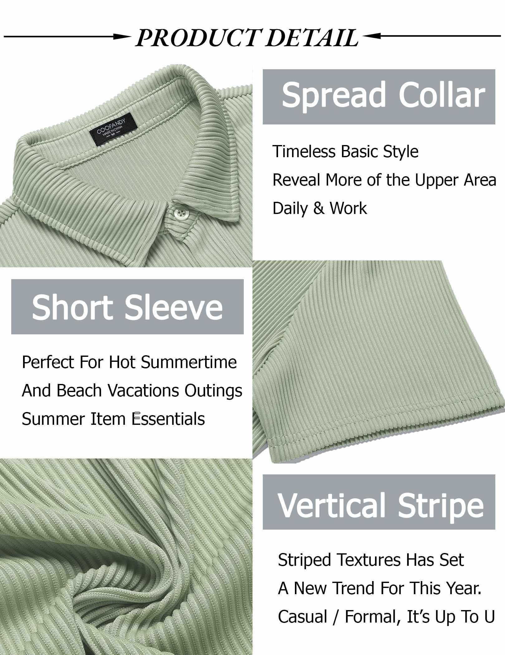 COOFANDY Herren Hemd Kurzarm Freizeithemd Bügelfrei Sommerhemd Casual Strand Hemden Männer Button Down Shirt