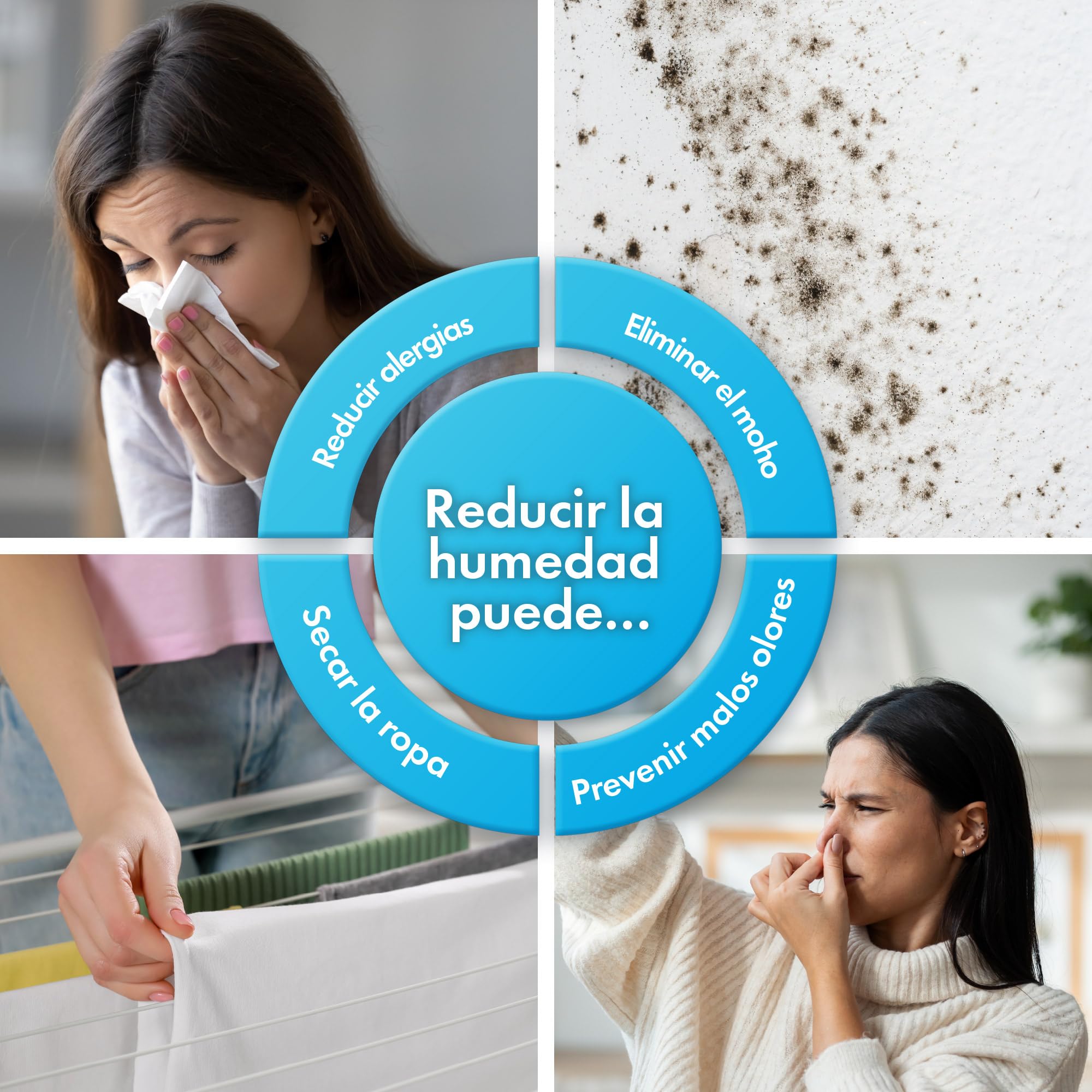 VonHaus Deshumidificador 20L Bajo Consumo para Casa Depósito de Agua de 4,5 L – Deshumidificador WiFi para Secar Ropa Previene el Moho y los Malos Olores – Ideal para Casa