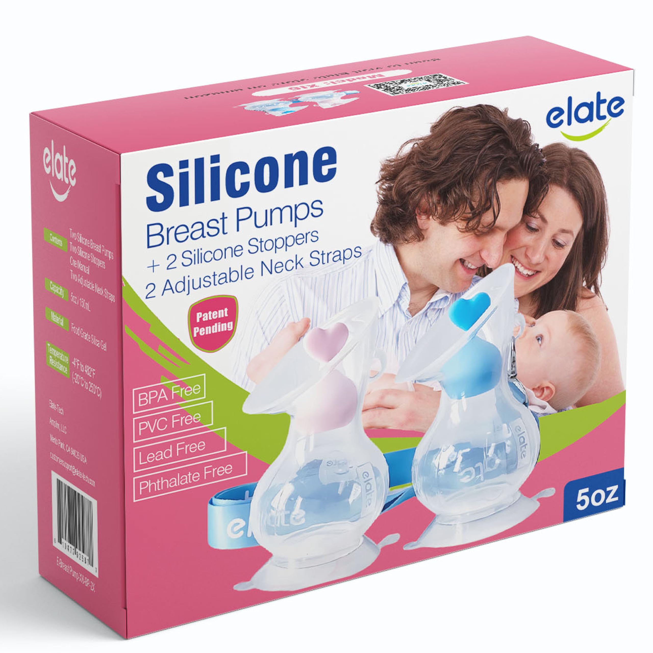 Elate Manual Breast Pump for Breastfeeding | Silicone Milk Collector with Leak-Proof Stopper for Nursing Moms | Enhance Milk Production | BPA PVC Free – 5oz (Blue?Pink)