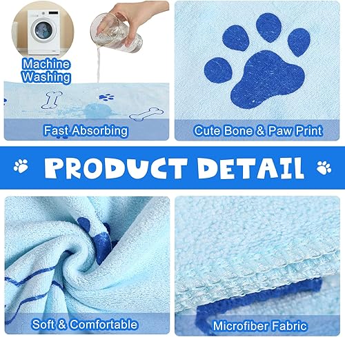 Miniatura 9 de Chumia 4 toallas de secado para perros y cachorros, toallas absorbentes de microfibra a granel, suministros de baño para mascotas, toalla de secado