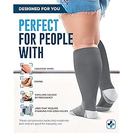 Doctor\'s Select 3 Pairs Plus Size Compression Socks Wide Calf - Up to 6XL | 20-30 mmHg Compression Socks for Women Wide Calf | Plus Size Compression Socks for Women Wide Calves | Wide Calf Socks | Black, White, Gray