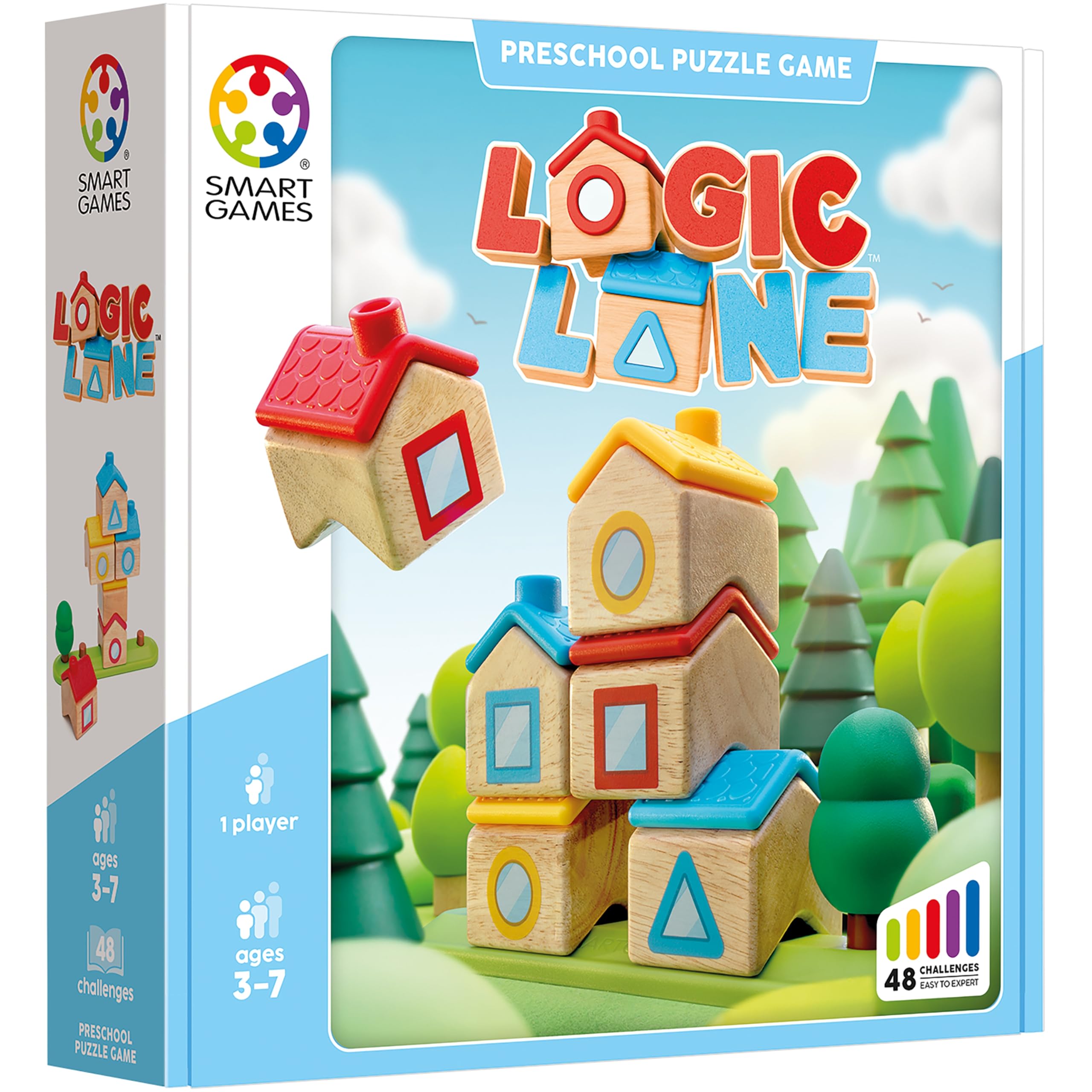 SmartGames - Logic Lane - Juego de rompecabezas educativo - Brainteaser - Desafíos de lógica y pensamiento multinivel - 1 jugador - Multilingüe - SG 044