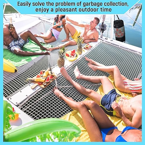 Miniatura 5 de Berlune Bolsa de basura para barco con apertura inferior de cremallera para exteriores, de malla, reutilizable, portátil, accesorios de