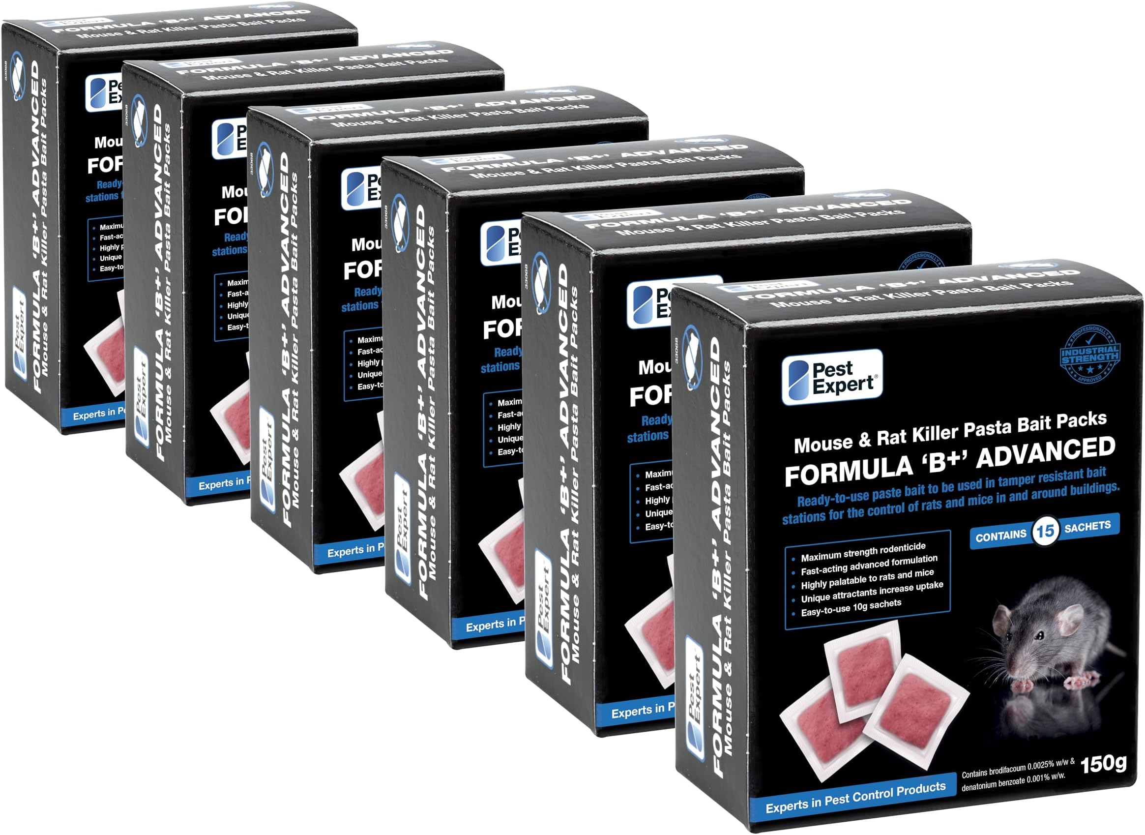Pest Expert Formula 'B+' Advanced Mouse Killer Poison Pasta Bait Sachets 900g (6 x 150g)