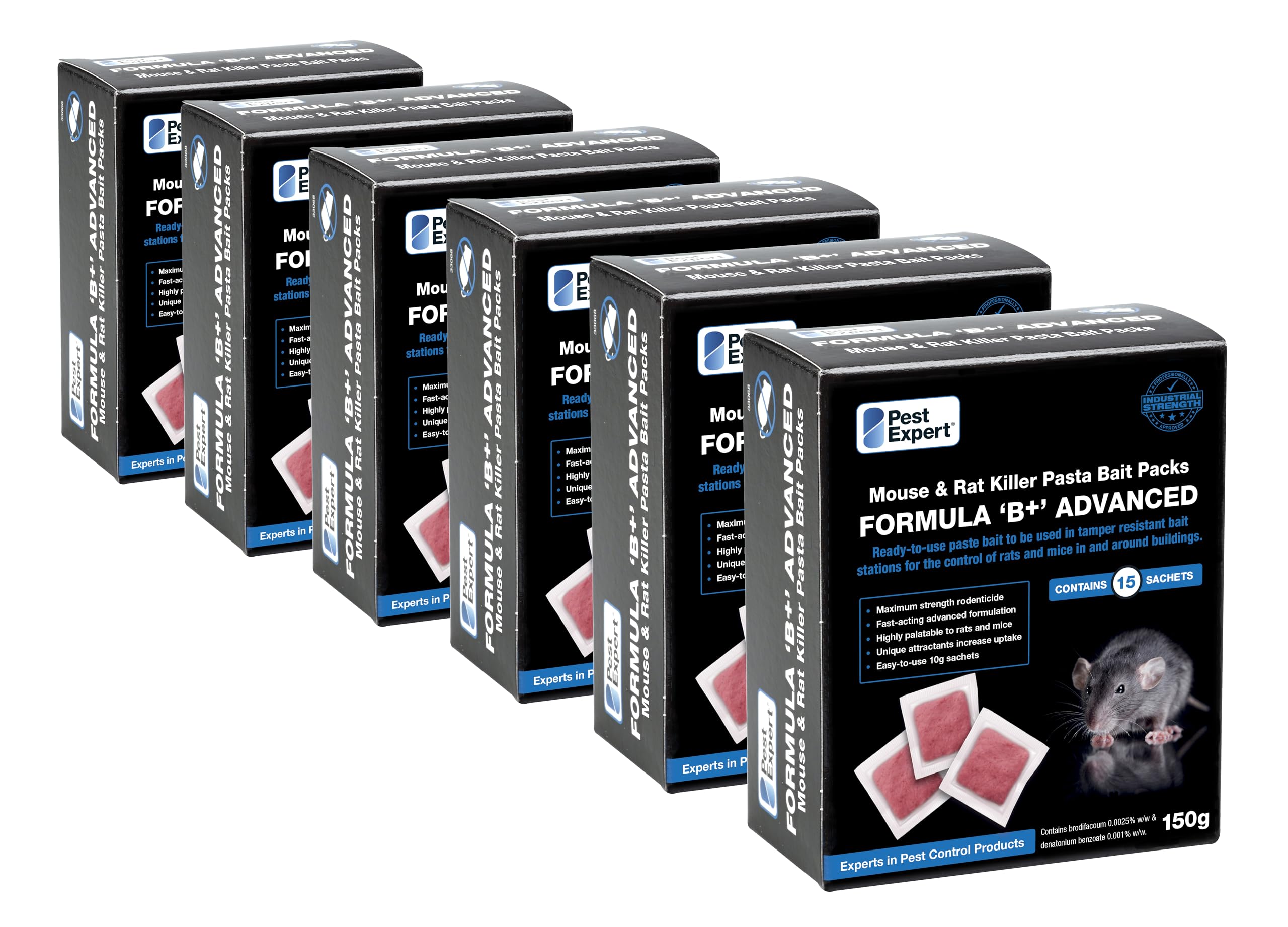 Pest Expert Formula 'B+' Advanced Mouse Killer Poison Pasta Bait Sachets 900g (6 x 150g)