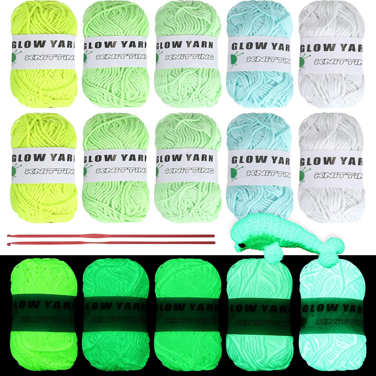 10 Roll Glow in The Dark Yarn DIY Luminous Craft Yarn