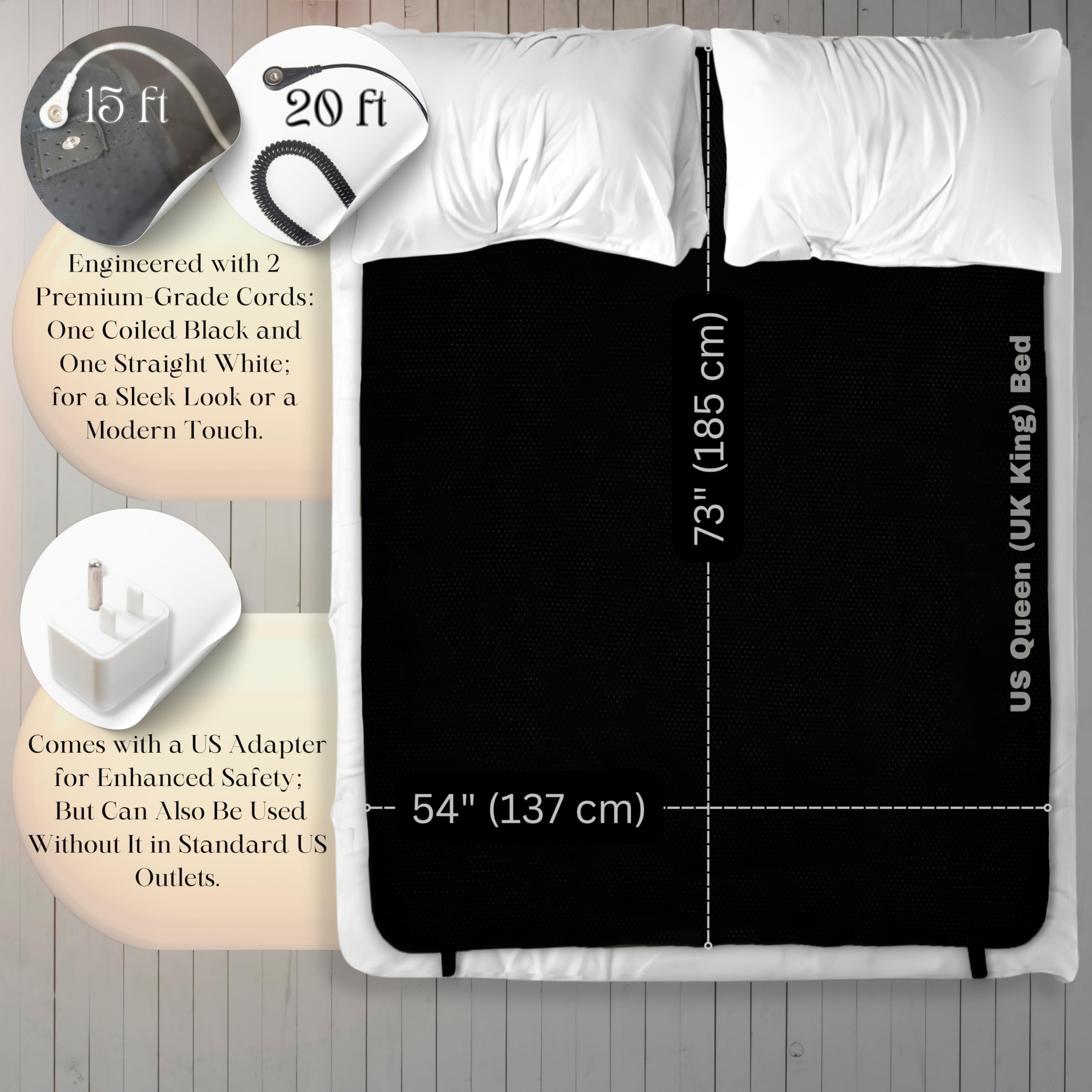 Grounding Mat for Bed, Natural Sleep Solution, Conductive Mattress