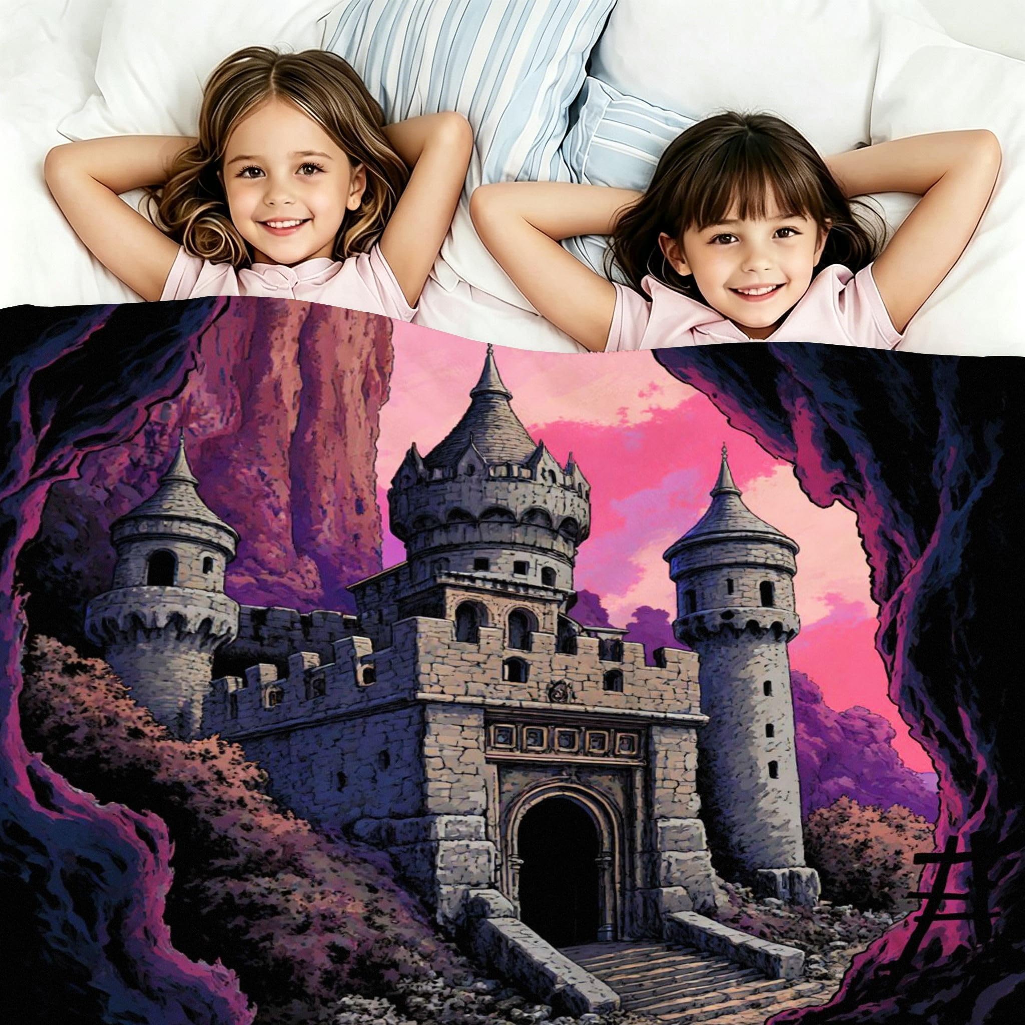 Manta Grande 180x220 cm Castillo 3D Polar Franela Térmica-A122