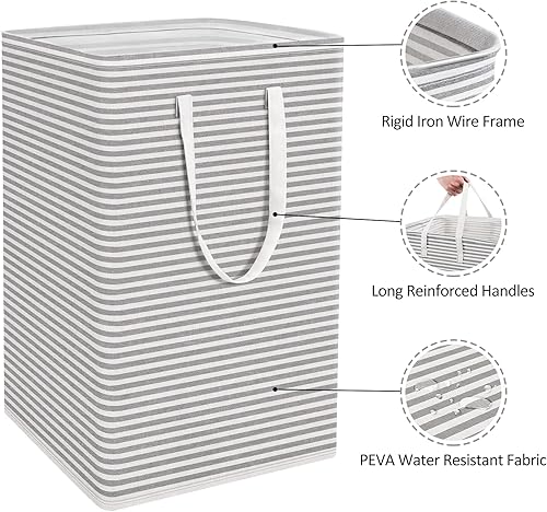 Miniatura 2 de WISELIFE Paquete de 2 cestas de lavandería plegables grandes de 75 litros con asas de fácil transporte, cesta de almacenamiento impermeable para