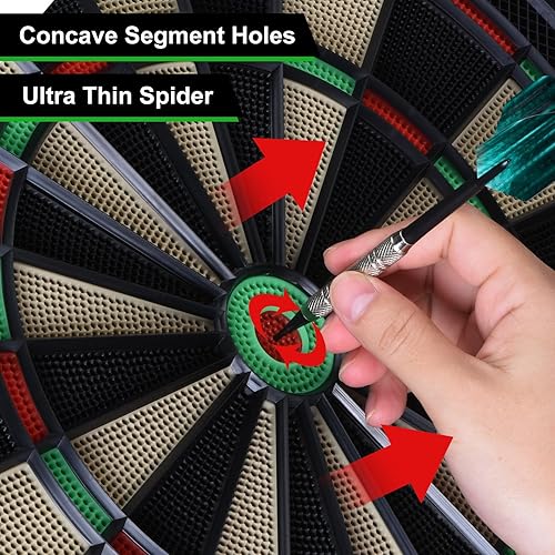 Miniatura 4 de PATIKIL Juego de gabinete electrónico de dardos, diana eléctrica digital LED con puerta de gabinete de madera, tablero de dardos de punta suave con