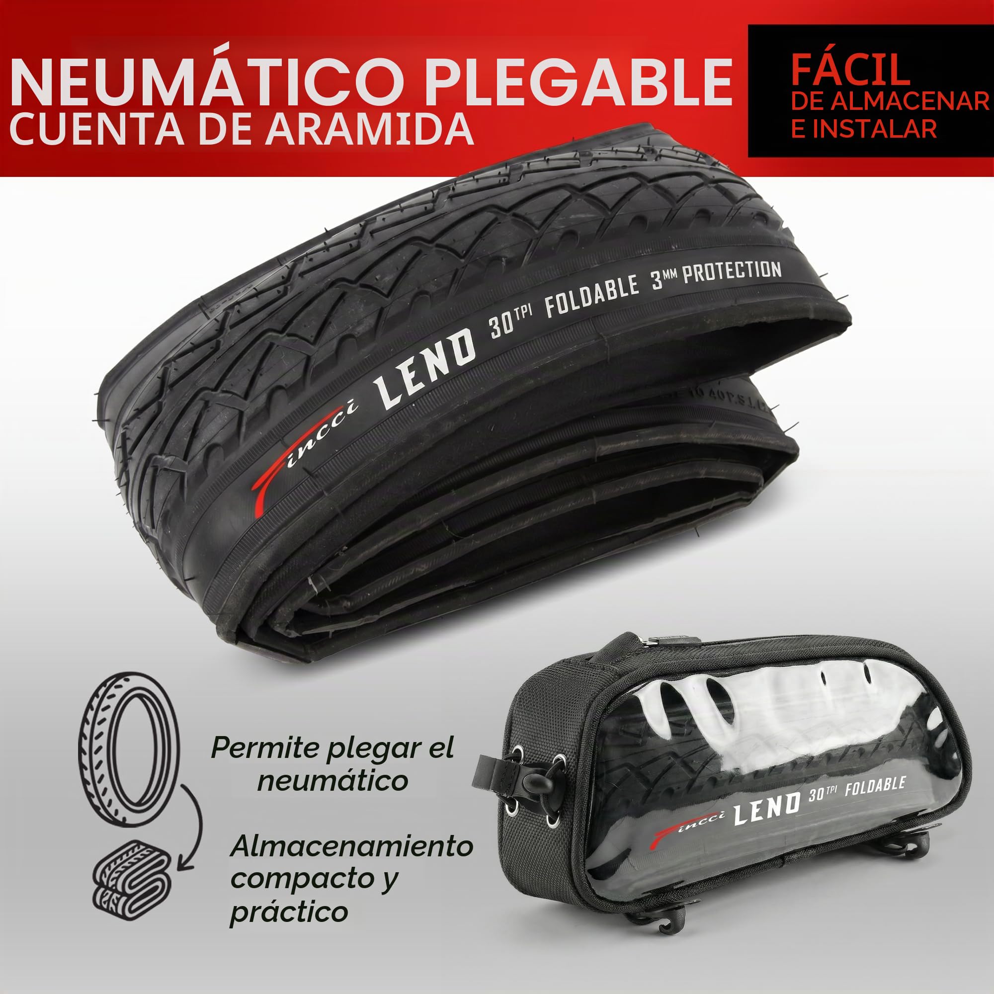 Fincci Cubierta MTB 26x1.95 ETRTO 50-559 Antipinchazos 3 mm para Bici MTB | Neumático MTB 26x1.95, ETRTO 50-559 y Protección Antipinchazos 3 mm - Para Carretera, Montaña MTB y Bicicleta Híbrida