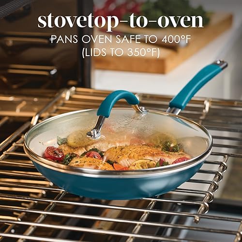 Miniatura 4 de Rachael Ray Cucina - Juego de utensilios de cocina de cerámica, 13 piezas, ollas y sartenes de cerámica con sartenes antiadherentes, sartén,