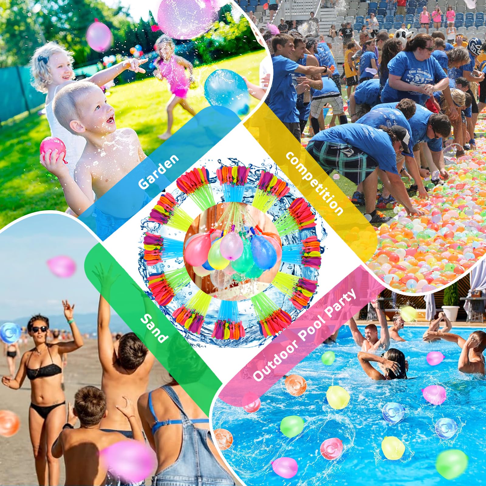 Set De 10 Bombas De Agua Reutilizables Con Cierre Automático, Silicona Biodegradable, Colores Surtidos, Perfectas Para Juegos En Piscina Y Playa