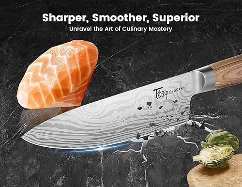 Miniatura 5 de Juego de cuchillos de chef de 14 piezas con bolsa de rollo, juego de cuchillos japoneses profesionales de acero inoxidable con mango de madera de