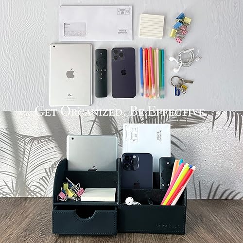 Miniatura 5 de UnionBasic - Organizador multifuncional de piel sintética para escritorio u oficina, para tarjetas de negocios, bolígrafos, lápices, teléfono