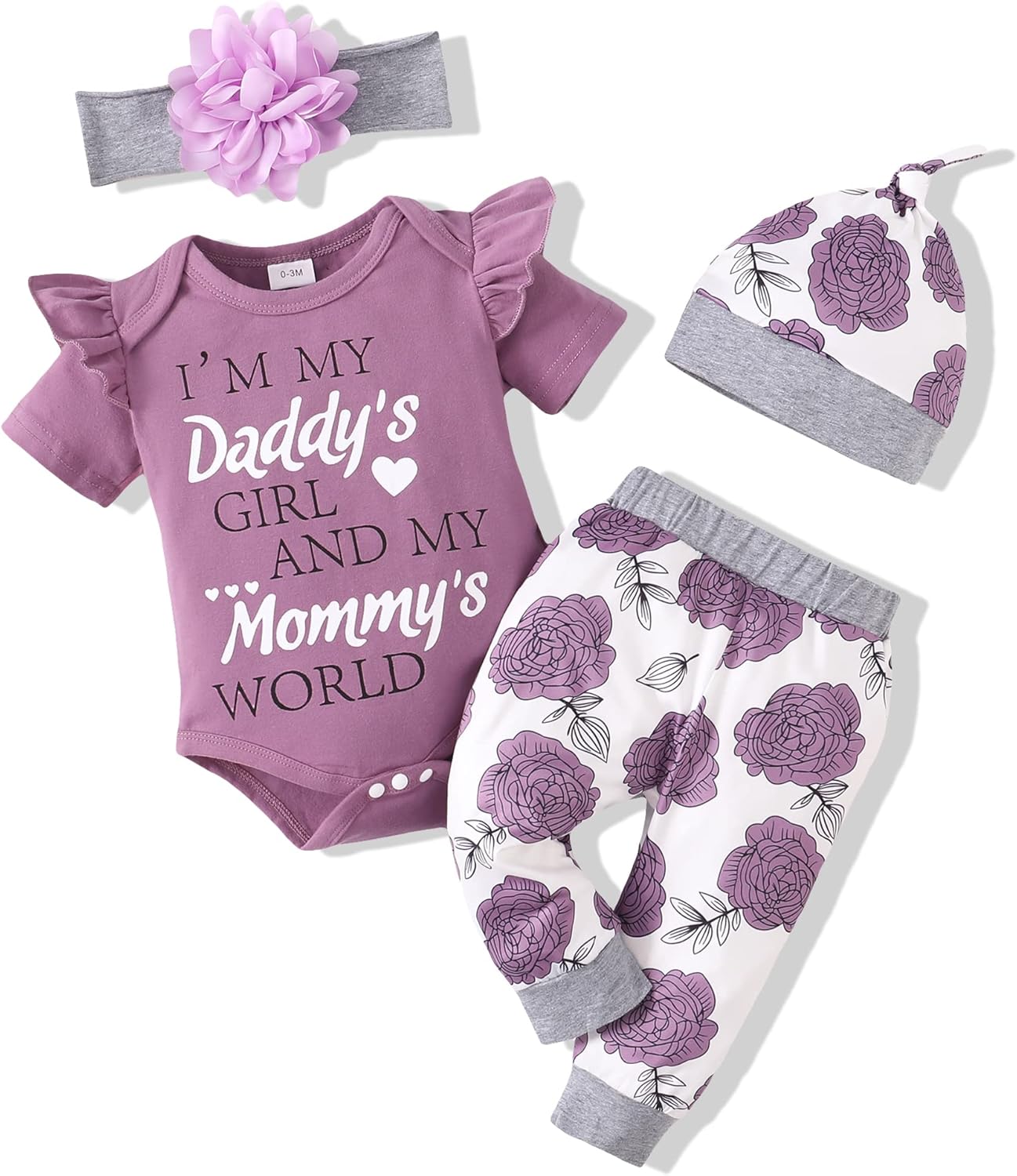 Renotemy Newborn Infant Baby Girl Clothes Summer Outfits Infant Romper Pants Cute Toddler Girl Clothes Gift Set