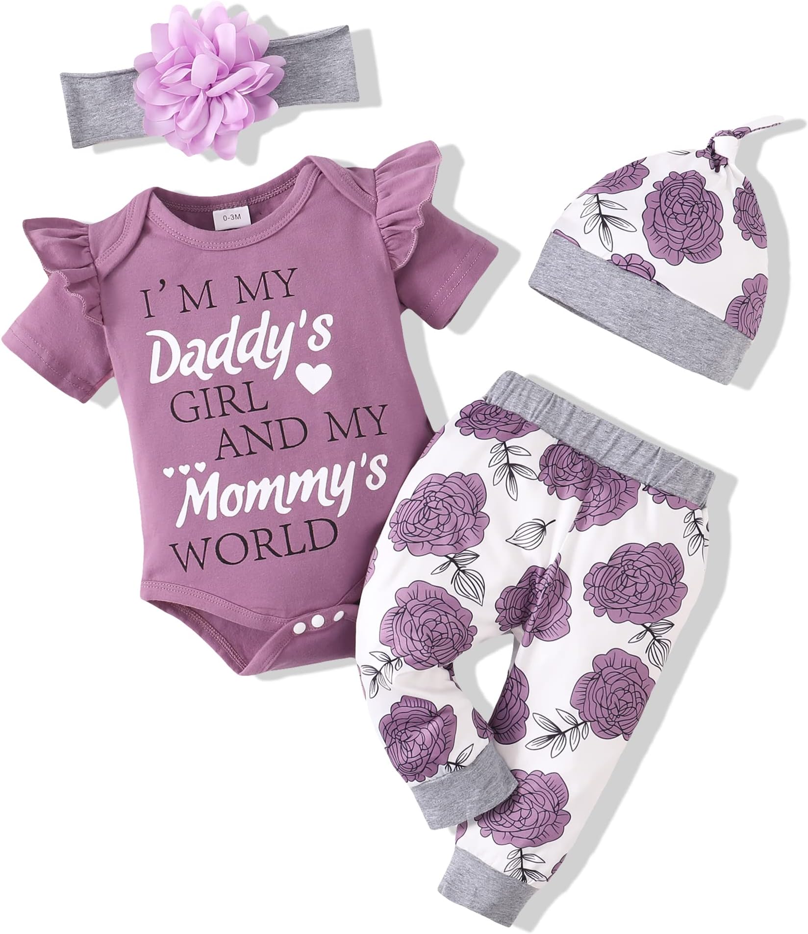 Newborn Infant Baby Girl Clothes Summer Outfits Infant Romper Pants Cute Toddler Girl Clothes Gift Set