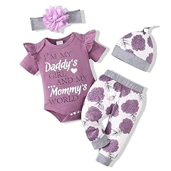 Renotemy Newborn Infant Baby Girl Clothes Summer Outfits Infant Romper Pants Cute Toddler Girl Clothes Gift Set