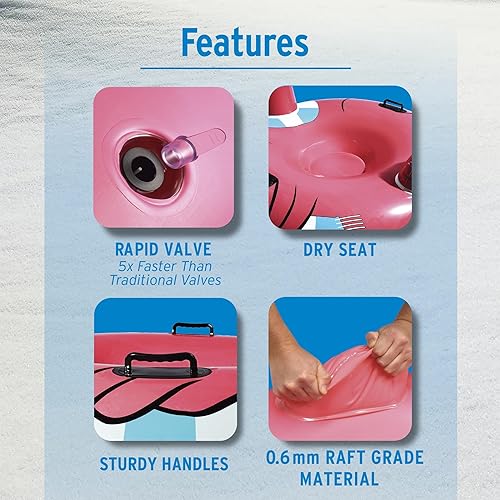 Miniatura 11 de GoFloats Tubos de nieve de invierno – Elige entre unicornio, Frozen de Disney, dragón de hielo, oso polar, pingüino, flamenco, trineo inflable