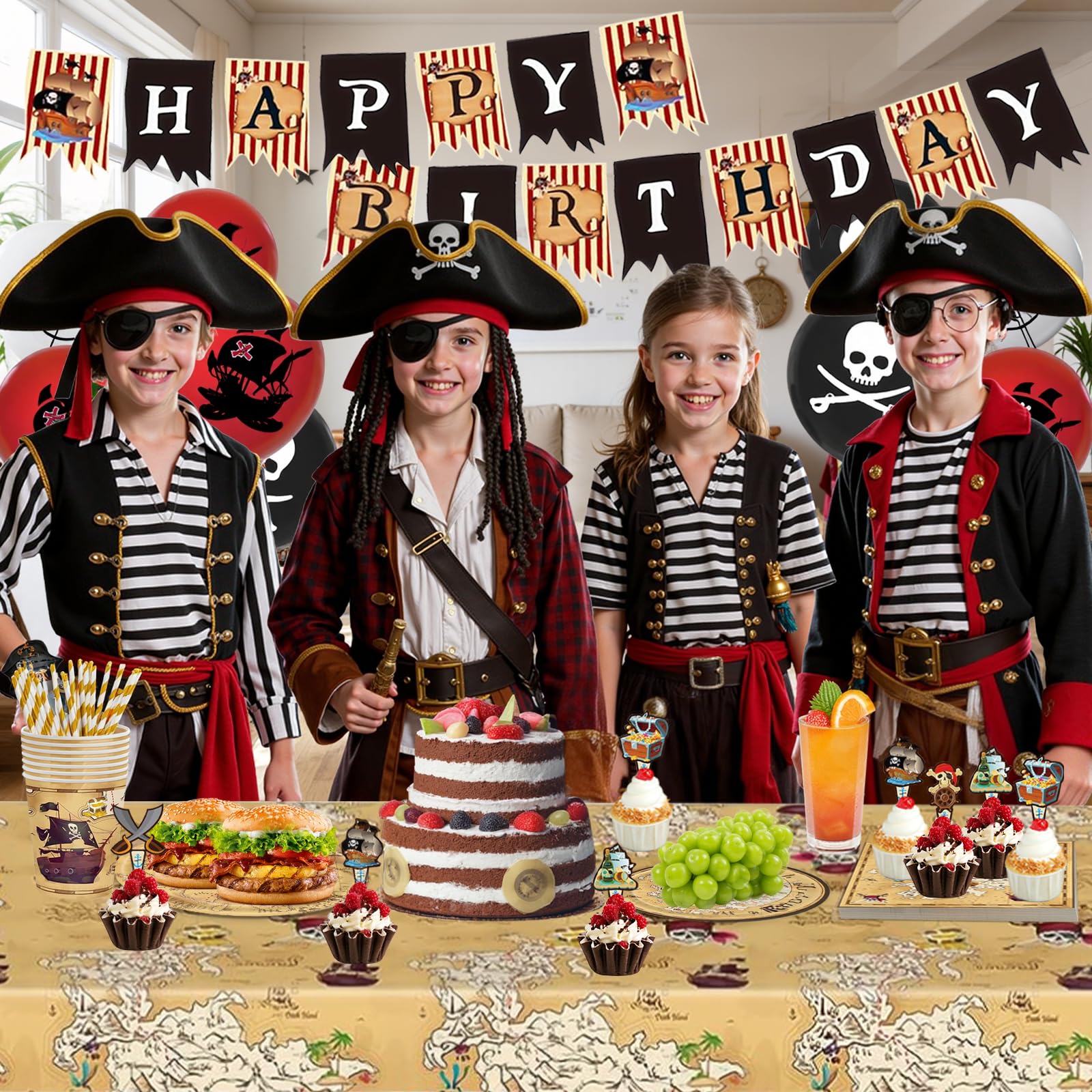Set di ghirlande di palloncini a tema nave pirata da 107 pezzi Halloween, compleanno, Quinceanera, rivelazione di genere, Set di celebrazioni per addio al celibato  15
