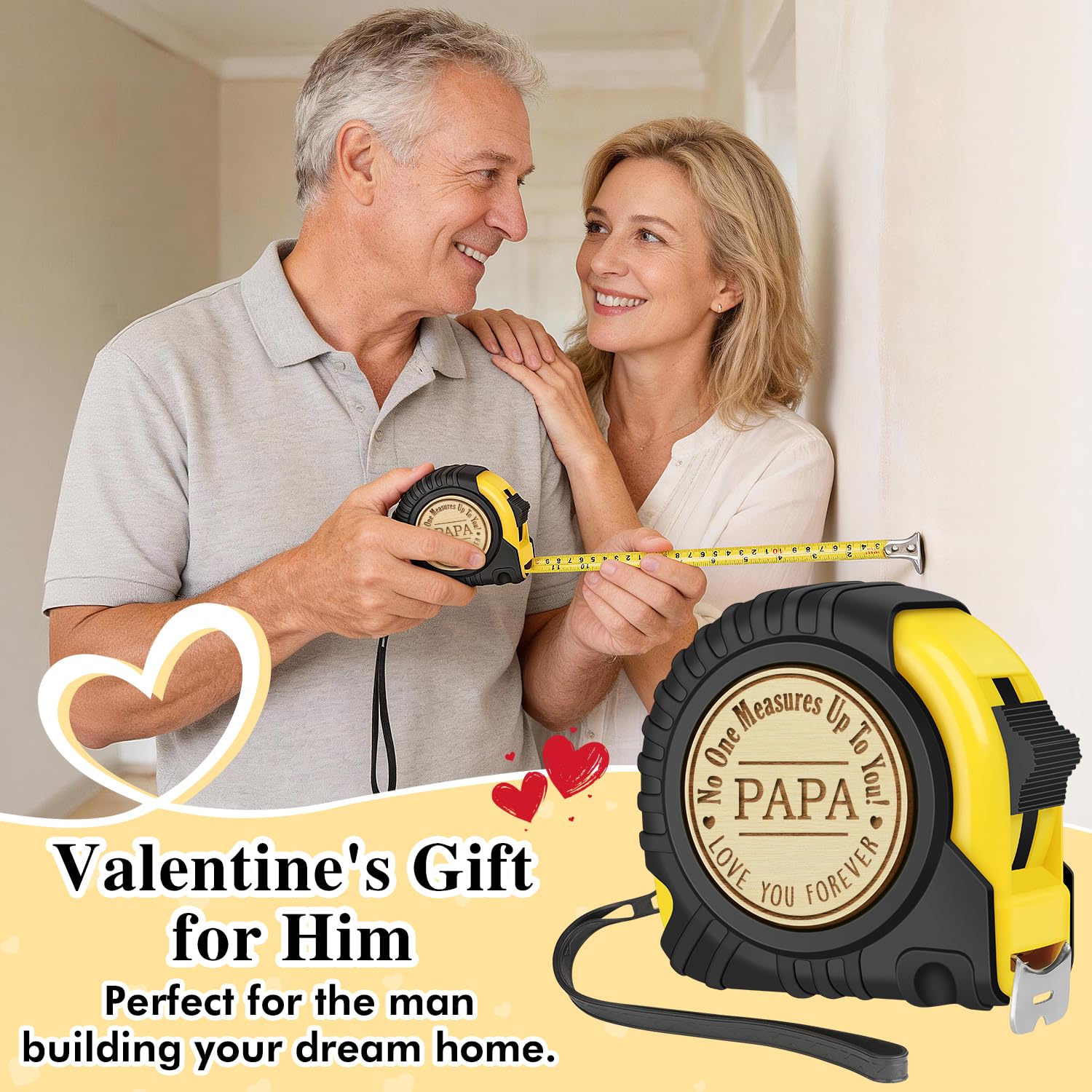 Papa Gifts for Grandpa, Papa Fathers Day Gift Ideas, Best Papa Gifts from Grandchild, Christmas Birthday Gifts for papa, Tool Gifts Carpenter Gifts for Grandpa, Engraved Tape Measure 25FT