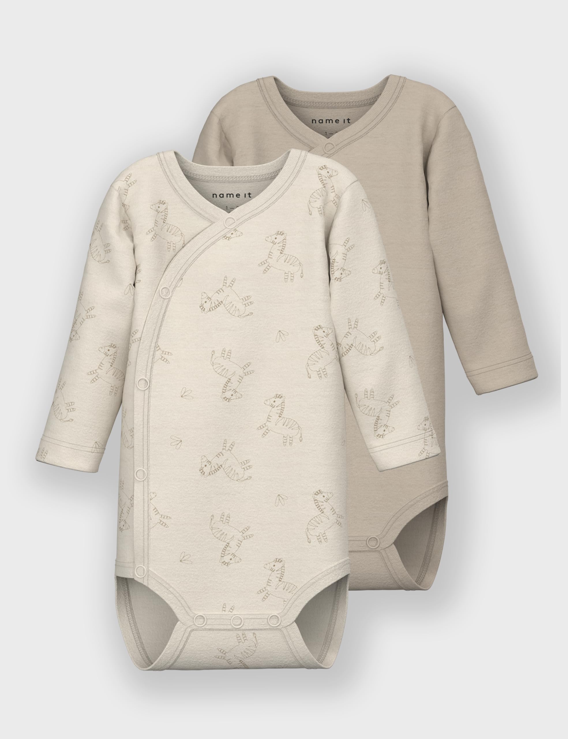 Name it baby Unisex Nbnbody 2P Ls Wrap Rainy Day Zebra Noos (2 sztuki), Rainy Day, numeric_74