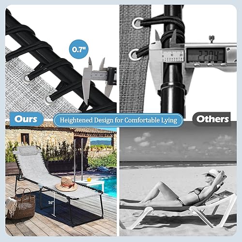 Miniatura 8 de GYMAX Silla de playa, tumbona portátil con respaldo ajustable de 4 niveles, reposapiés de 2 niveles y almohada extraíble, silla reclinable plegable