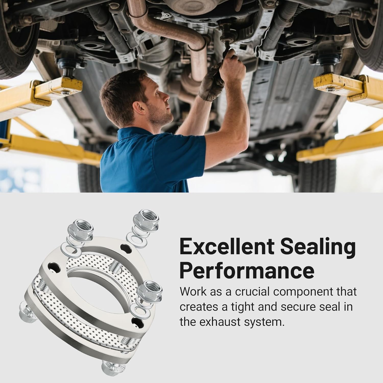 EVIL ENERGY 3 Inch 3 Bolt Exhaust Flange Connection Kit, Stainless Steel Exhaust Flange and Gasket Set with Bolts and Nuts, 2 PCS