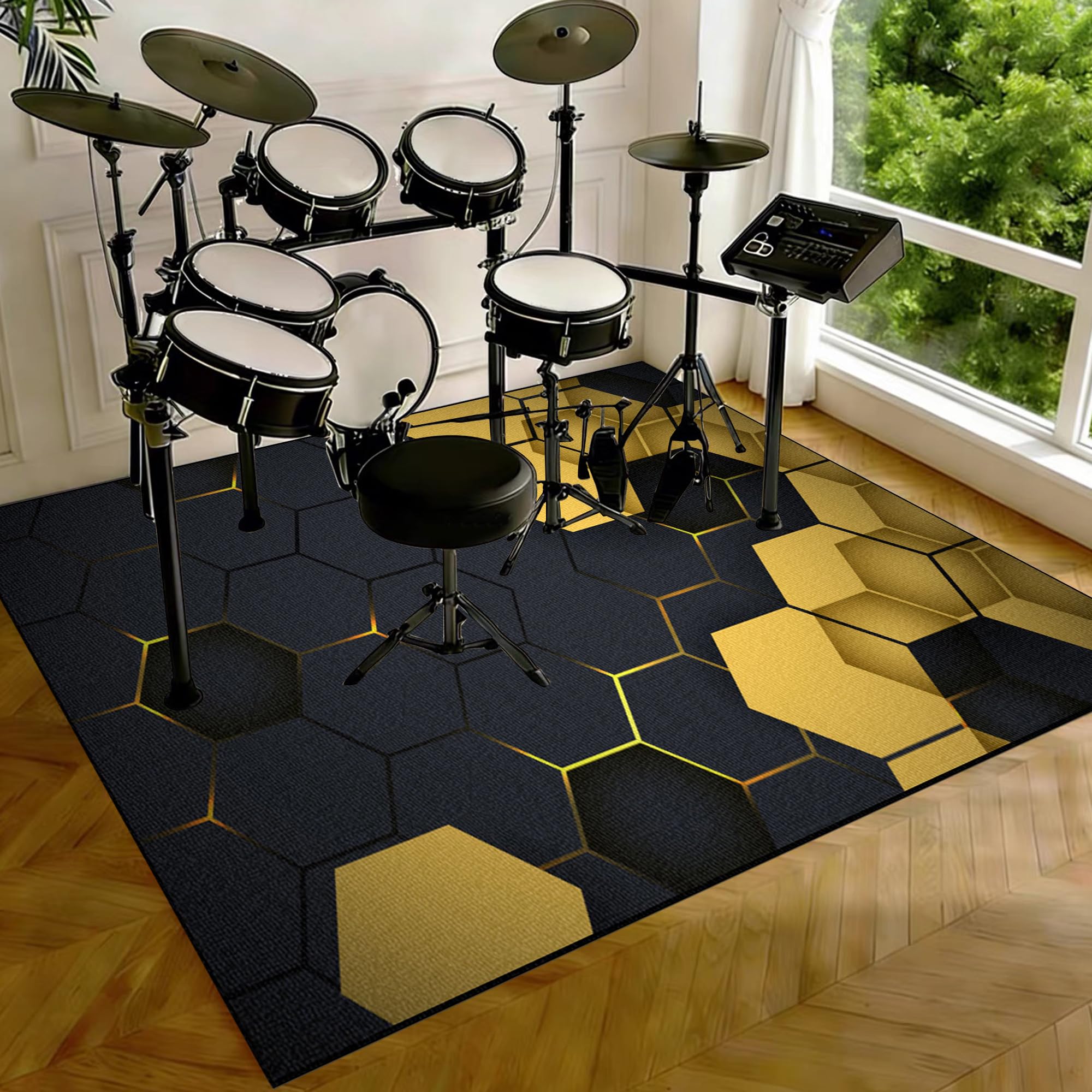 Dywan perkusyjny, antypoślizgowy, dźwiękoszczelny, mata do użytku wewnątrz i na zewnątrz, elektroniczny zestaw perkusyjny jazzowy, do bębna basowego, werbla, izolacja akustyczna, mata wygłuszająca