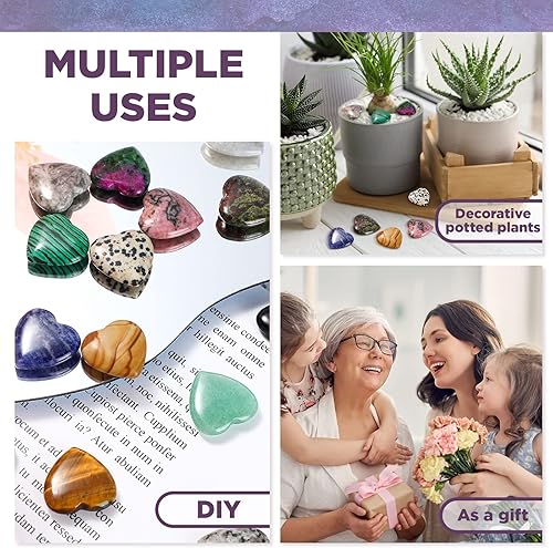 Miniatura 3 de Nuenen 150 piedras de preocupación naturales en forma de corazón, regalos para el día de San Valentín, piedras preciosas de corazón surtidas de 0.8