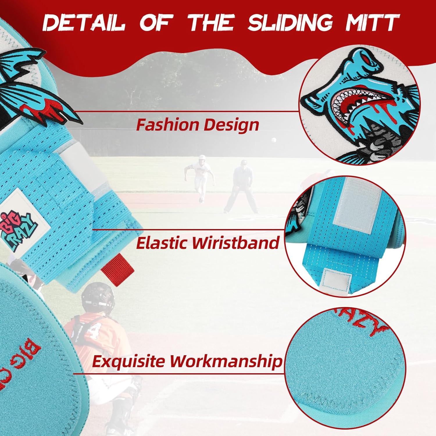 Big Crazy Sliding Mitt, Baseball Sliding Mitt for Youth Kid and Adult, Hand Protection for Left & Right Hands, Flexible Breathable Durable Sliding Mitts, Drippy Drip Accessory