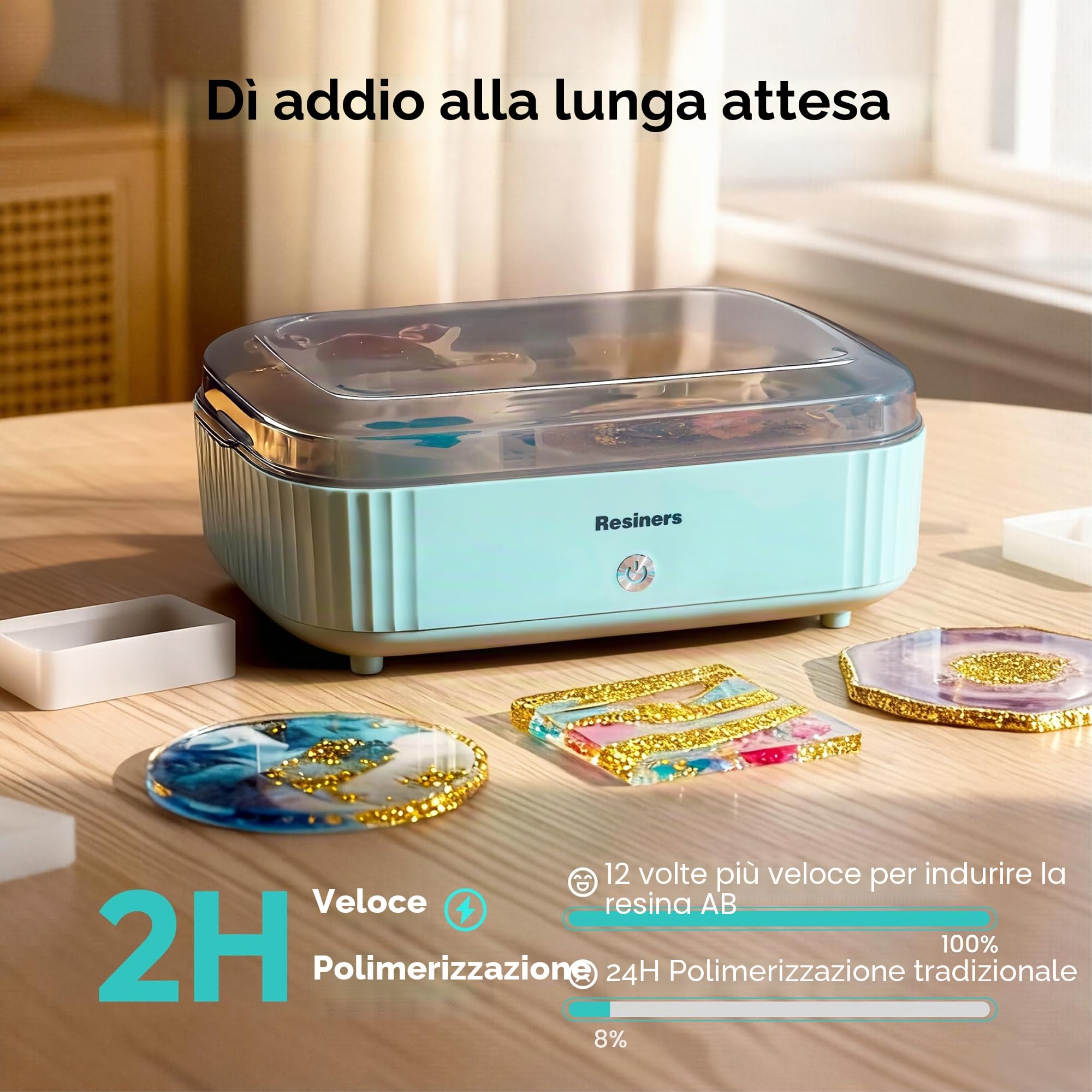 Resiners Macchina per la Polimerizzazione della Resina con Vassoio Più Grande per Inizio Resina, Aria di Polimerizzazione, Polimerizzazione Automatica Resina 2H, Stazione di Polimerizzazione e