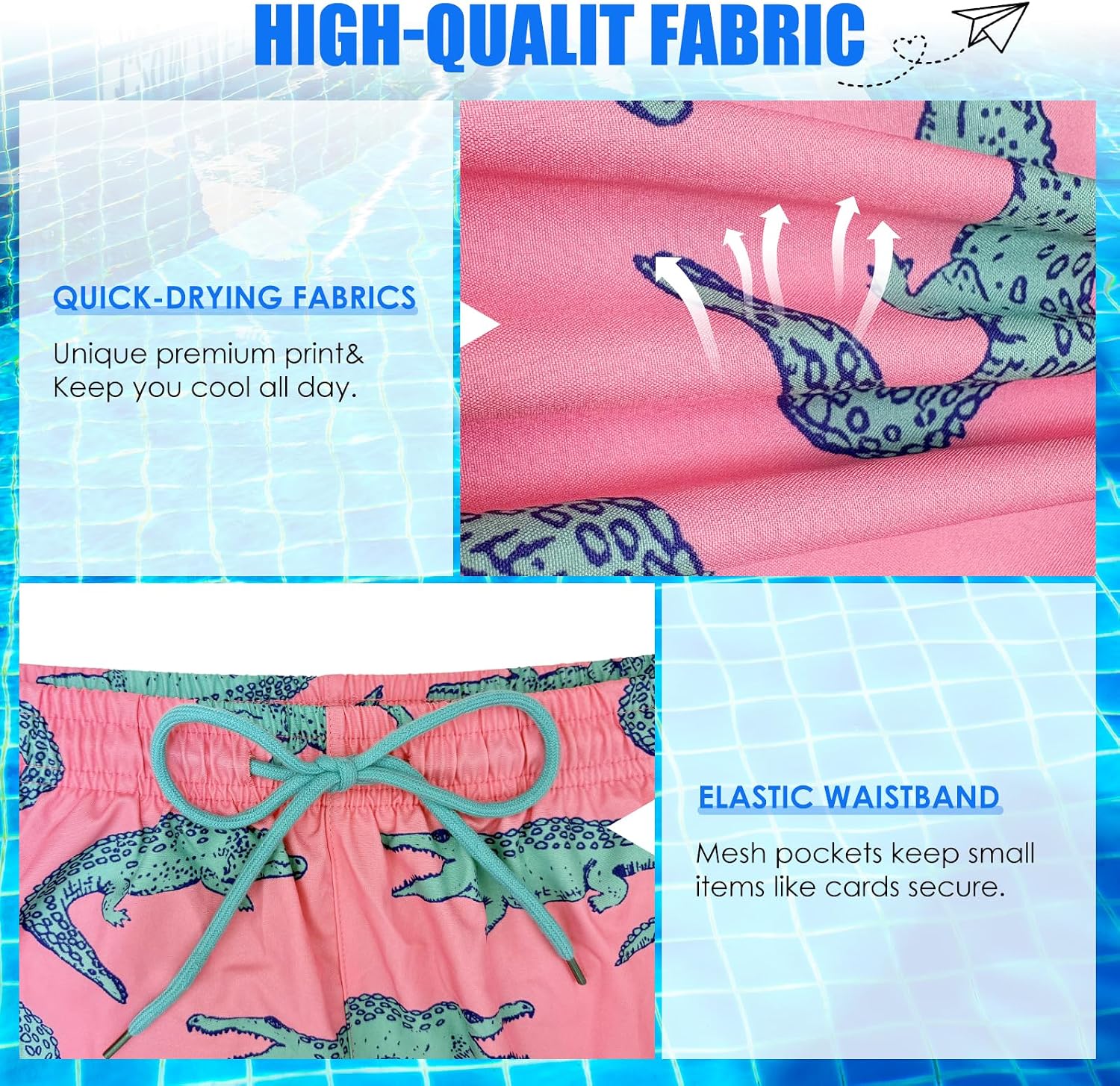 Mens Swim Trunks with Compression Liner 6 Inch Swimming Shorts Stretch Beach Shorts Quick Dry Swim Short