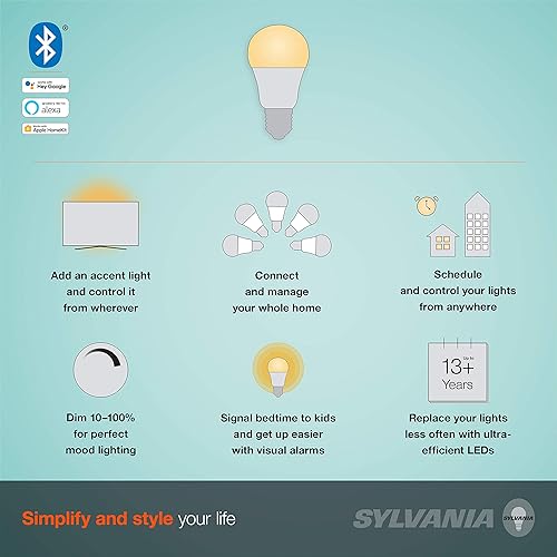 Miniatura 6 de SYLVANIA SMART+ - Bombilla LED A19 blanca suave, compatible con Alexa, Apple HomeKit y Google Assistant, 1 paquete