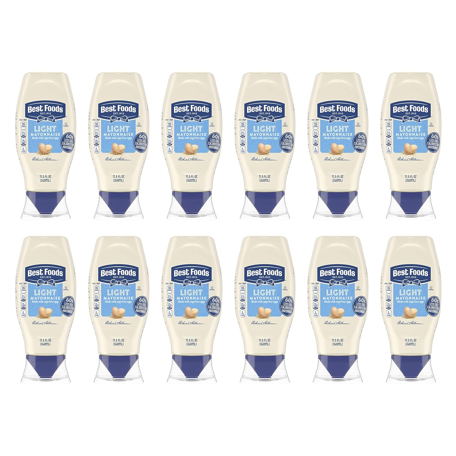 Best Foods Light Mayonnaise Squeeze Bottle 12 Pack For A