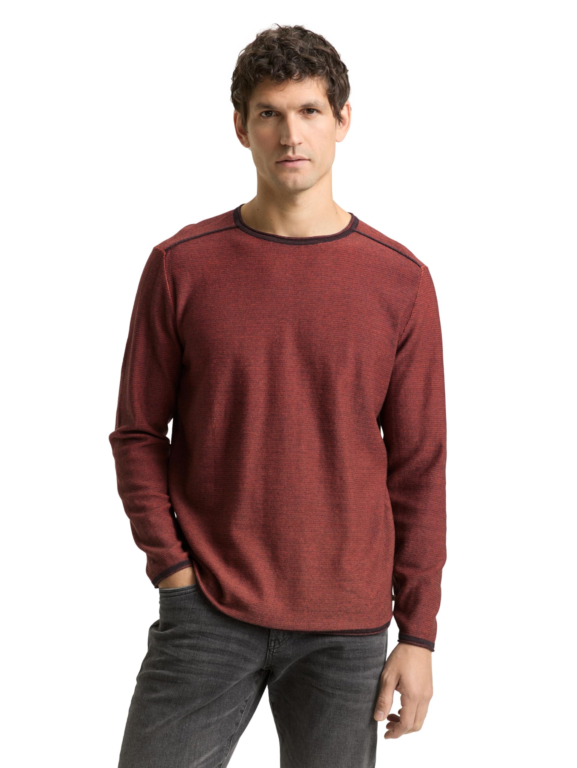 TOM TAILOR Herren Strickpullover mit feinem Streifenmuster