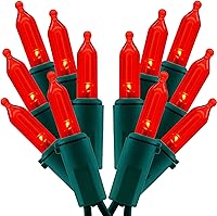 Vista 6 de Juego de 200 luces LED de Navidad, paquete de 2 juegos de 25 pies de 100 luces LED de alambre verde (naranja)