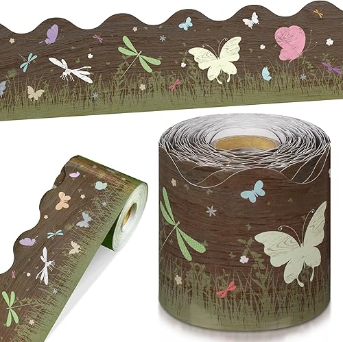 Vista 39 de Panelee Borde inspirador de confeti de 68.9 pies, borde de tablón de anuncios, mariposas, flores, abeja, espacio, inspirador, linda decoración